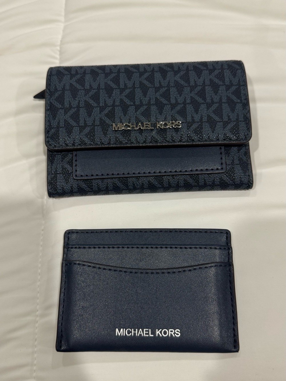 Michael Kors Navy and Navy Signature Wallet with Card Case